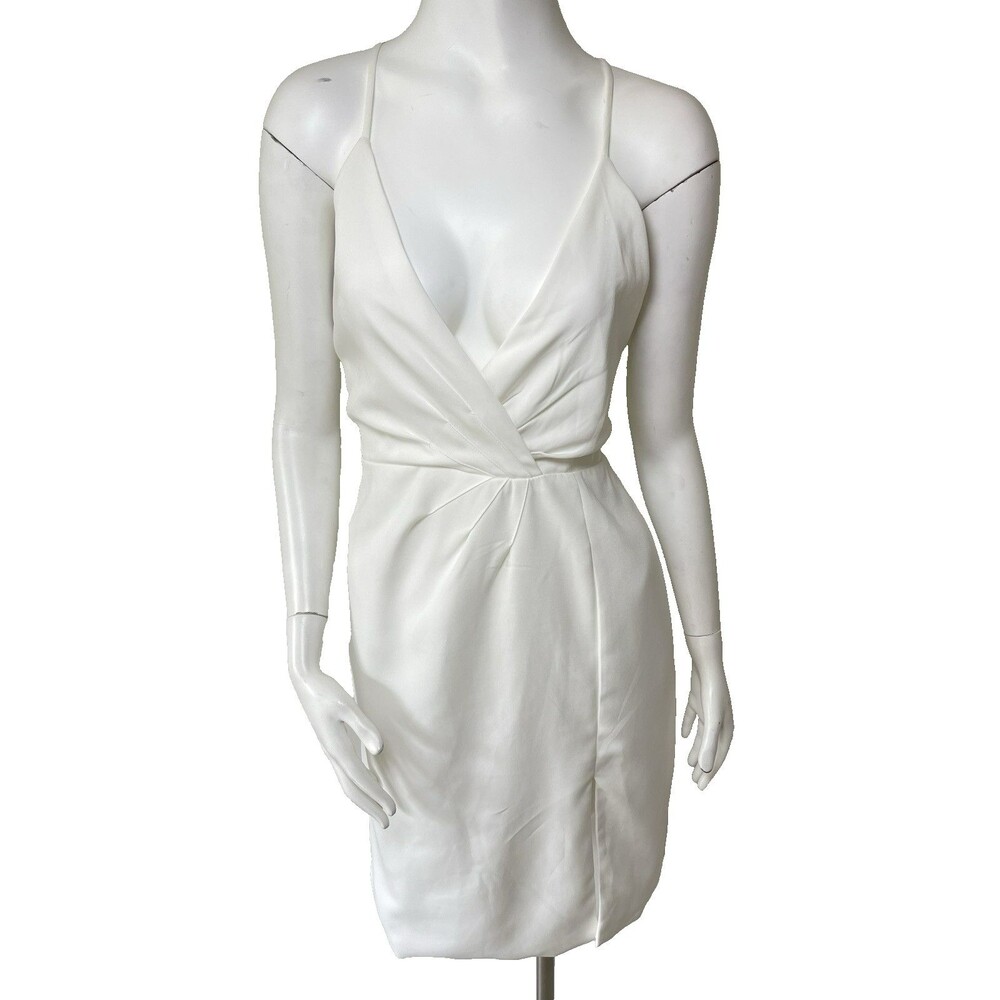 DO+BE Sleeveless Plunge V-Neck Side Slit Mini Dress L‎ White Cocktail Prom Party